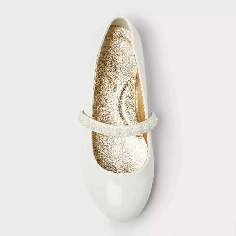 Cat & Jack Kids Brooke Ballet Flats White Size 3 New‎ With Tags